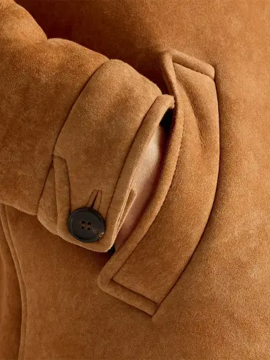 Prada Men's Shearling Caban Jacket - Brown - Size 40 | Thumbnail 4