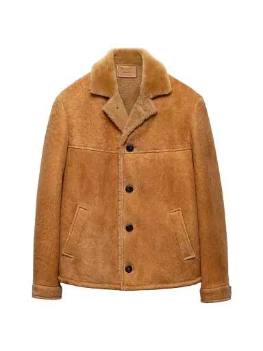 Prada Men's Shearling Caban Jacket - Brown - Size 40 | Thumbnail 1