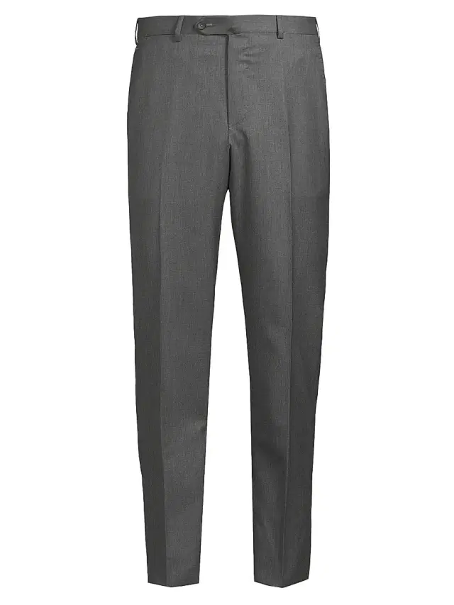 Isaia Men's Basic Extended-Tab Wool Trousers - Light Grey