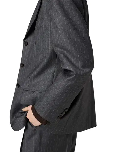 Miu Miu Women's Single-Breasted Pinstripe Jacket - Grey - Size 0 | Thumbnail 3