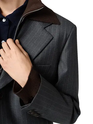 Miu Miu Women's Single-Breasted Pinstripe Jacket - Grey - Size 0 | Thumbnail 5