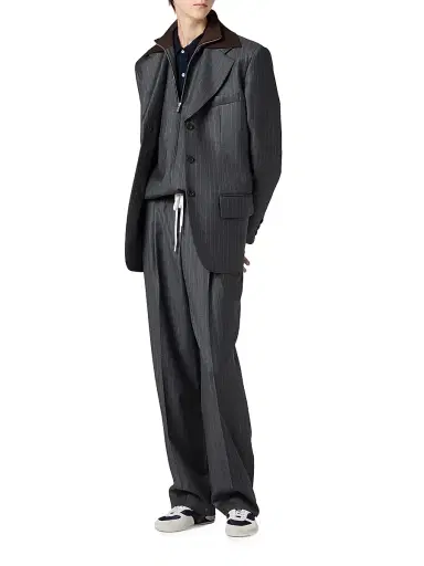 Miu Miu Women's Single-Breasted Pinstripe Jacket - Grey - Size 0 | Thumbnail 7