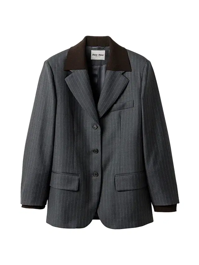 Miu Miu Women's Single-Breasted Pinstripe Jacket - Grey