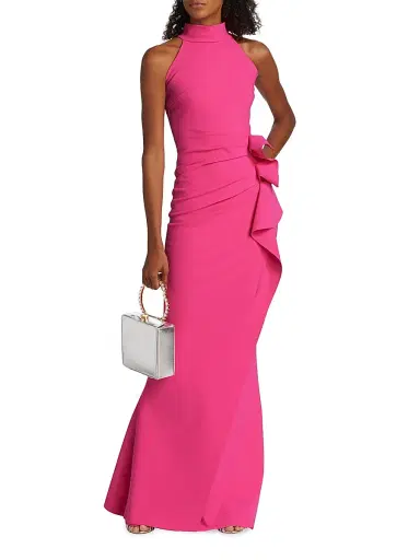 Chiara Boni La Petite Robe Women's Gudrum Halter Ruffle Gown - Fuchsia - Size 18 | Thumbnail 2