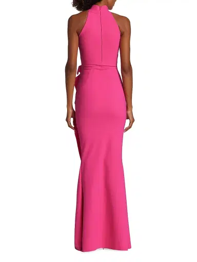 Chiara Boni La Petite Robe Women's Gudrum Halter Ruffle Gown - Fuchsia - Size 18 | Thumbnail 5