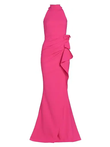Chiara Boni La Petite Robe Women's Gudrum Halter Ruffle Gown - Fuchsia - Size 18 | Thumbnail 1