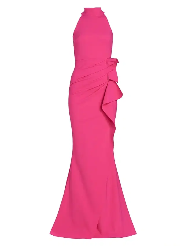 Chiara Boni La Petite Robe Women's Gudrum Halter Ruffle Gown - Fuchsia