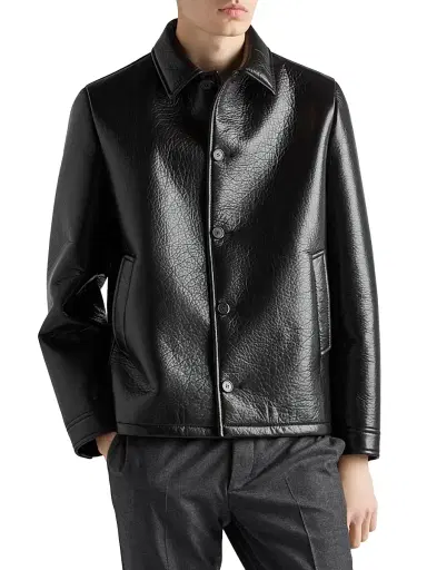 Prada Men's Nappa Leather Caban Jacket - Black - Size 36 | Thumbnail 2 Prada Men's Nappa Leather Caban Jacket - Black - Size 36 | Thumbnail 2