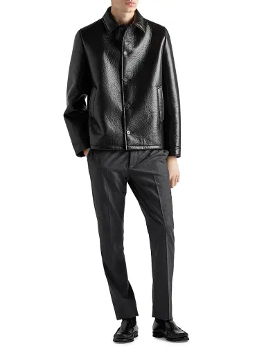 Prada Men's Nappa Leather Caban Jacket - Black - Size 36 | Thumbnail 7 Prada Men's Nappa Leather Caban Jacket - Black - Size 36 | Thumbnail 7