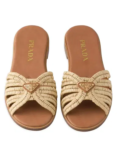 Prada Women's Crochet Slides - Beige Khaki | Thumbnail 2 Prada Women's Crochet Slides - Beige Khaki | Thumbnail 2