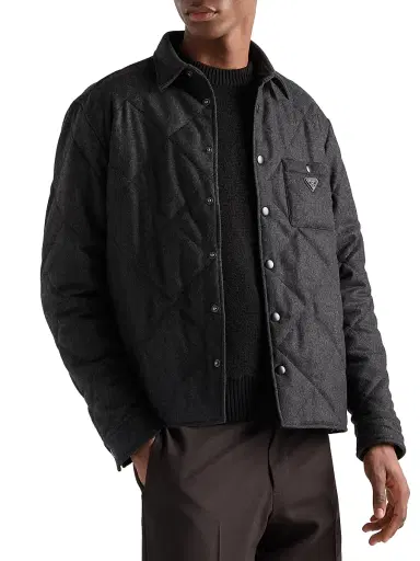 Prada Men's Padded Cashmere Shirt | Thumbnail 2