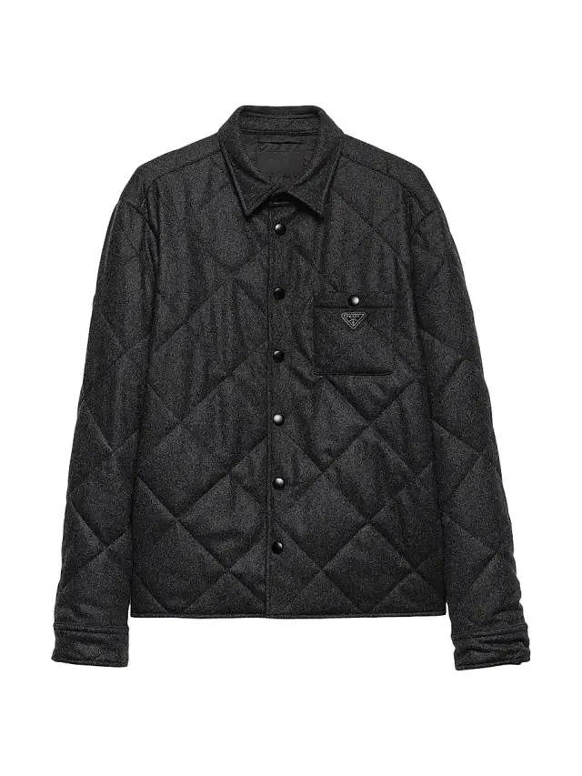 Men's Padded Cashmere Shirt - Grey