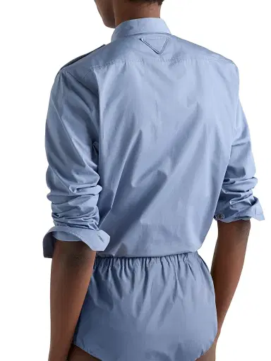 Prada Women's Cotton Poplin Shirt - Blue - Size 2 | Thumbnail 3 Prada Women's Cotton Poplin Shirt - Blue - Size 2 | Thumbnail 3