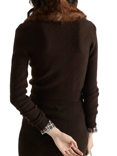 Prada Women's Openwork Cashmere Knit Skirt - Brown | Thumbnail 5