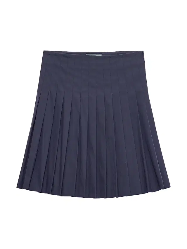 Women's Pleated Poplin Mini Skirt - Blue