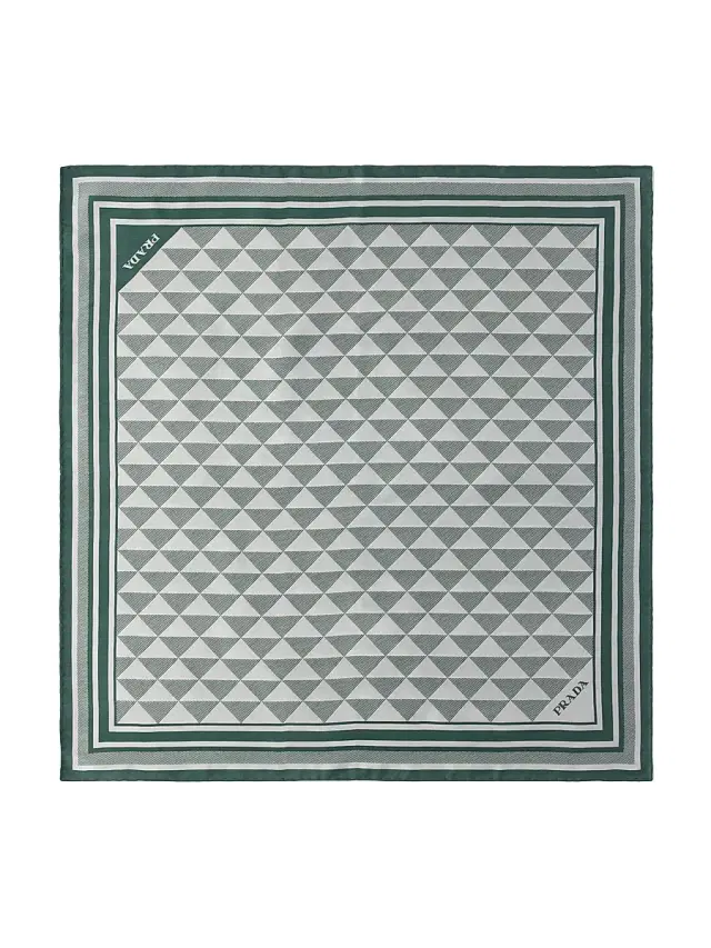 Prada Women's Printed Silk Scarf - Green