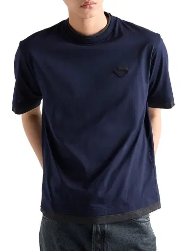 Prada Men's Cotton T-Shirt - Blue - Size XL | Thumbnail 2 Prada Men's Cotton T-Shirt - Blue - Size XL | Thumbnail 2