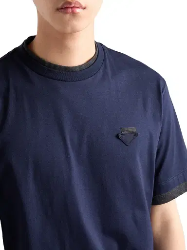 Prada Men's Cotton T-Shirt - Blue - Size XL | Thumbnail 4 Prada Men's Cotton T-Shirt - Blue - Size XL | Thumbnail 4