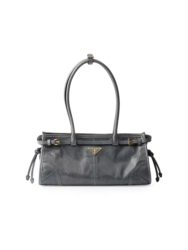 Prada Women's Bonnie  Leather Top Handle Bag - Blue Grey