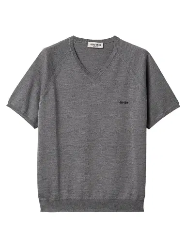 Miu Miu Women's Wool V-Neck Sweater - Grey - Size 4 | Thumbnail 1