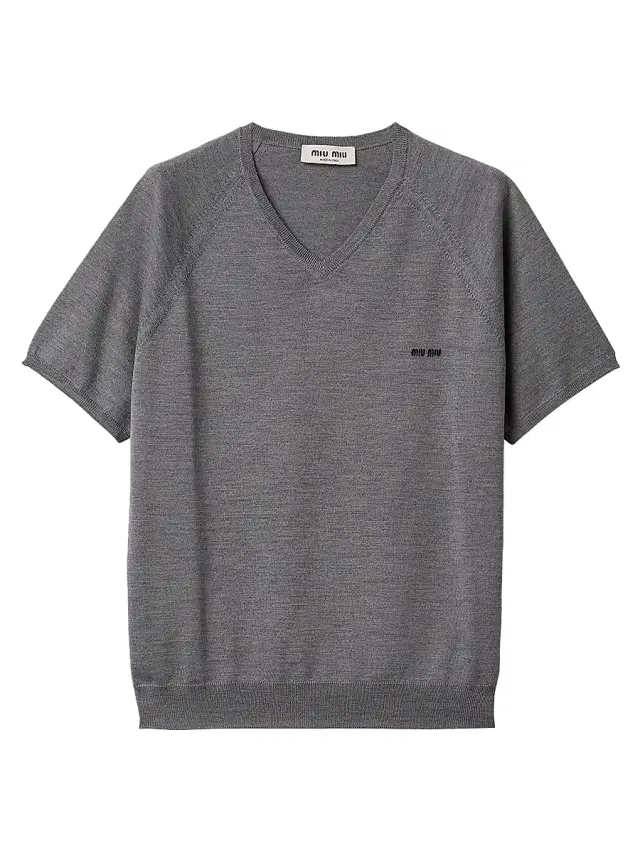 Women's Wool V-Neck Sweater - Grey