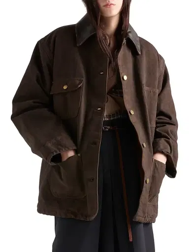 Prada Women's Canvas Blouson Jacket - Brown | Thumbnail 2 Prada Women's Canvas Blouson Jacket - Brown | Thumbnail 2