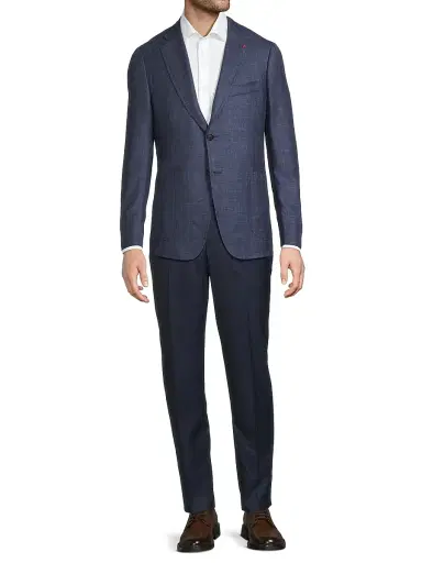 Isaia Men's Unito Soft Summer Delain Jacket - Blue Medio | Thumbnail 2