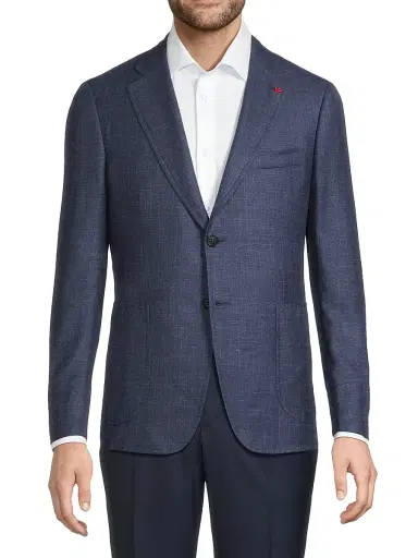 Isaia Men's Unito Soft Summer Delain Jacket - Blue Medio | Thumbnail 3