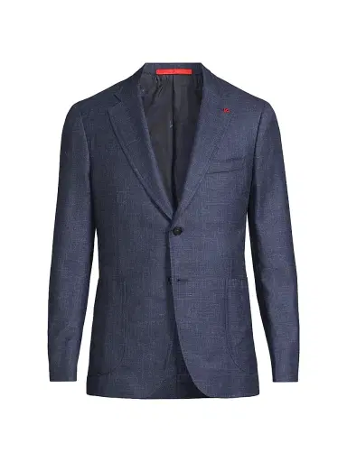 Isaia Men's Unito Soft Summer Delain Jacket - Blue Medio | Thumbnail 1