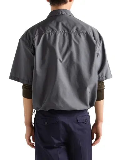 Prada Men's Short-Sleeved Light Re-Nylon Shirt - Grey - Size Medium | Thumbnail 4