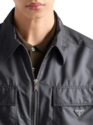 Prada Men's Short-Sleeved Light Re-Nylon Shirt - Grey - Size Medium | Thumbnail 5
