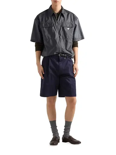 Prada Men's Short-Sleeved Light Re-Nylon Shirt - Grey - Size Medium | Thumbnail 6