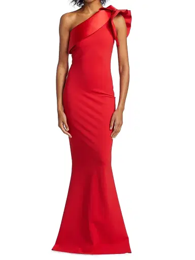 Chiara Boni La Petite Robe Women's Kika Ra Ruffled One-Shoulder Trumpet Gown | Thumbnail 3 Chiara Boni La Petite Robe Women's Kika Ra Ruffled One-Shoulder Trumpet Gown | Thumbnail 3