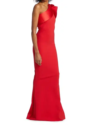 Chiara Boni La Petite Robe Women's Kika Ra Ruffled One-Shoulder Trumpet Gown | Thumbnail 4 Chiara Boni La Petite Robe Women's Kika Ra Ruffled One-Shoulder Trumpet Gown | Thumbnail 4