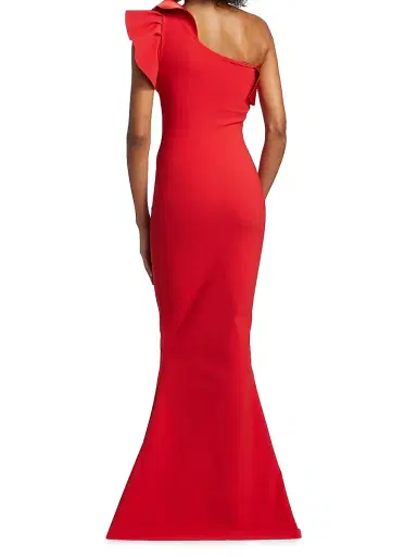 Chiara Boni La Petite Robe Women's Kika Ra Ruffled One-Shoulder Trumpet Gown | Thumbnail 5 Chiara Boni La Petite Robe Women's Kika Ra Ruffled One-Shoulder Trumpet Gown | Thumbnail 5