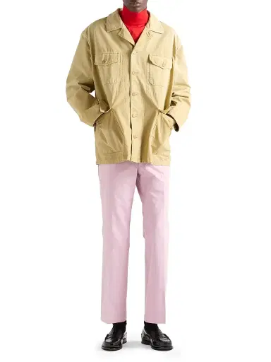 Prada Men's Cotton Blouson Jacket - Beige Khaki | Thumbnail 2 Prada Men's Cotton Blouson Jacket - Beige Khaki | Thumbnail 2