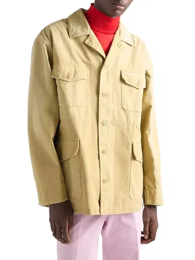 Prada Men's Cotton Blouson Jacket - Beige Khaki | Thumbnail 3 Prada Men's Cotton Blouson Jacket - Beige Khaki | Thumbnail 3
