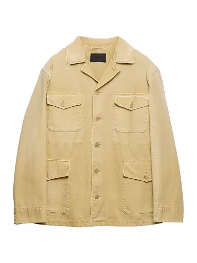 Prada Men's Cotton Blouson Jacket - Beige Khaki | Thumbnail 1 Prada Men's Cotton Blouson Jacket - Beige Khaki | Thumbnail 1