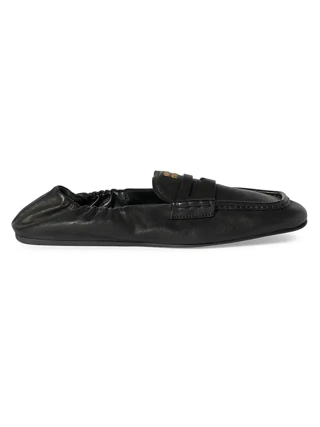 Miu Miu Women's Ruches Nappa Leather Loafers - Black