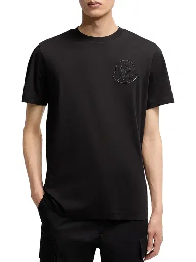 Moncler Men's Crew-Neck T-Shirt in Cotton - Black | Thumbnail 2