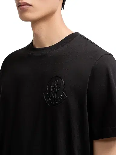 Moncler Men's Crew-Neck T-Shirt in Cotton - Black | Thumbnail 4