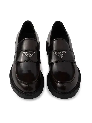 Prada Men's Brushed Leather Loafers - Brown | Thumbnail 3 Prada Men's Brushed Leather Loafers - Brown | Thumbnail 3
