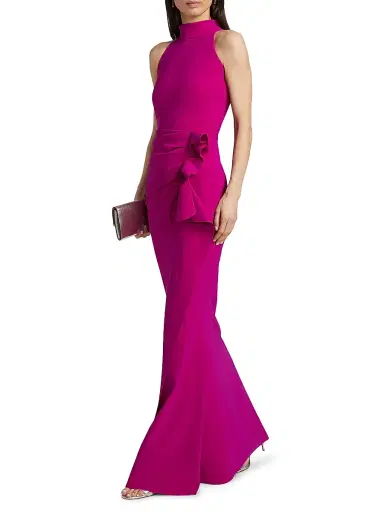 Chiara Boni La Petite Robe Women's Gudrum Halter Ruffle Gown - Ciclamino - Size 18 | Thumbnail 2