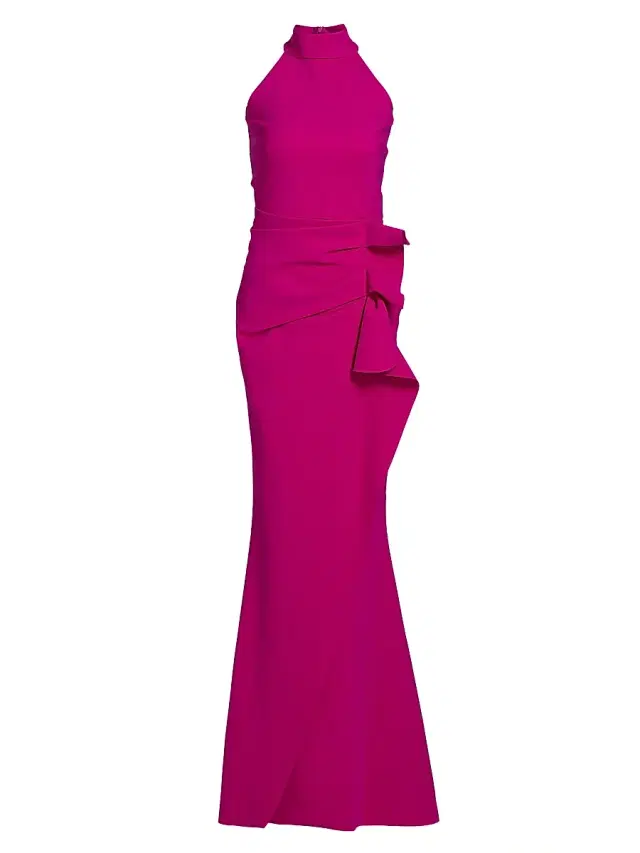 Chiara Boni La Petite Robe Women's Gudrum Halter Ruffle Gown - Ciclamino