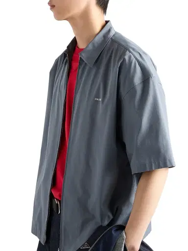 Prada Men's Short-Sleeved Technical Cotton Shirt - Grey - Size Medium | Thumbnail 3 Prada Men's Short-Sleeved Technical Cotton Shirt - Grey - Size Medium | Thumbnail 3