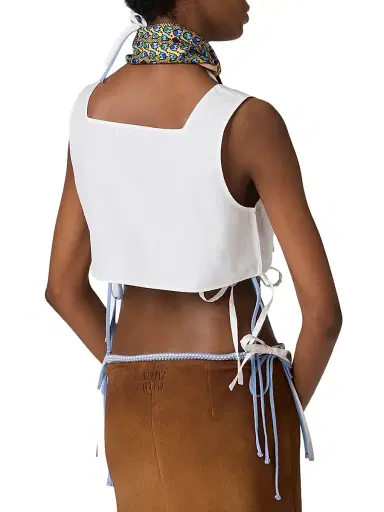 Miu Miu Women's Poplin Crop Top - White - Size 4 | Thumbnail 3