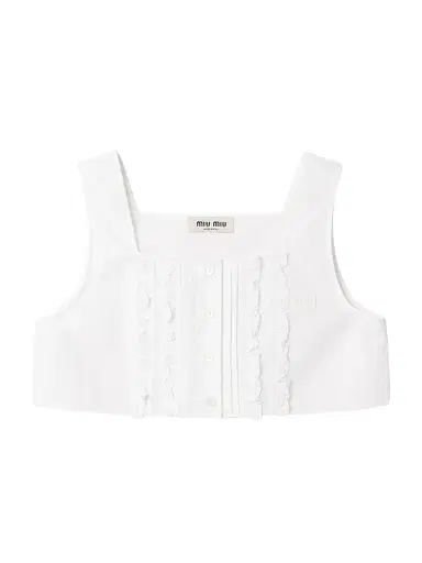 Miu Miu Women's Poplin Crop Top - White - Size 4 | Thumbnail 1