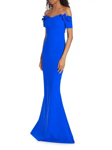 Chiara Boni La Petite Robe Women's Yiana Floral Appliqué Gown - Blue Klein - Size 18 | Thumbnail 2 Chiara Boni La Petite Robe Women's Yiana Floral Appliqué Gown - Blue Klein - Size 18 | Thumbnail 2