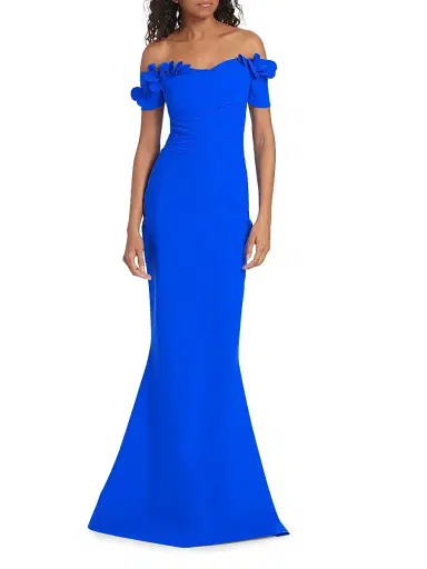 Chiara Boni La Petite Robe Women's Yiana Floral Appliqué Gown - Blue Klein - Size 18 | Thumbnail 3 Chiara Boni La Petite Robe Women's Yiana Floral Appliqué Gown - Blue Klein - Size 18 | Thumbnail 3