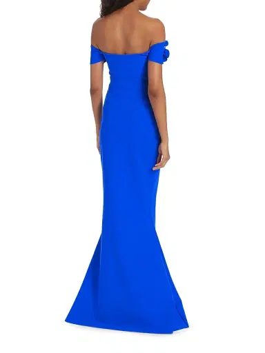 Chiara Boni La Petite Robe Women's Yiana Floral Appliqué Gown - Blue Klein - Size 18 | Thumbnail 5 Chiara Boni La Petite Robe Women's Yiana Floral Appliqué Gown - Blue Klein - Size 18 | Thumbnail 5